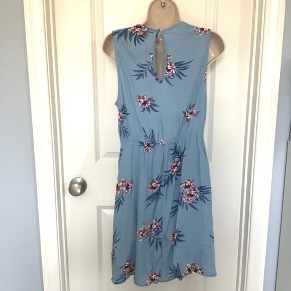 WT Xhilaration Sleeveless Indigo Blue Floral Dress M Corset Front Keyhole Back - Picture 3 of 8